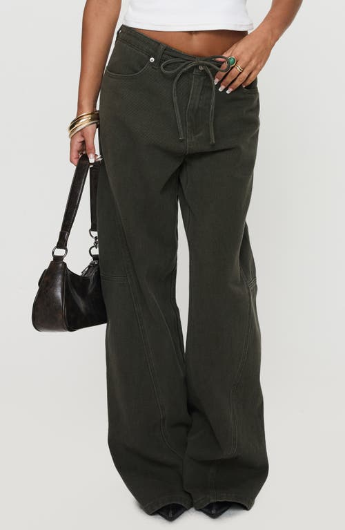 Princess Polly Bruiser Tie Waist Mid Rise Wide Leg Jeans