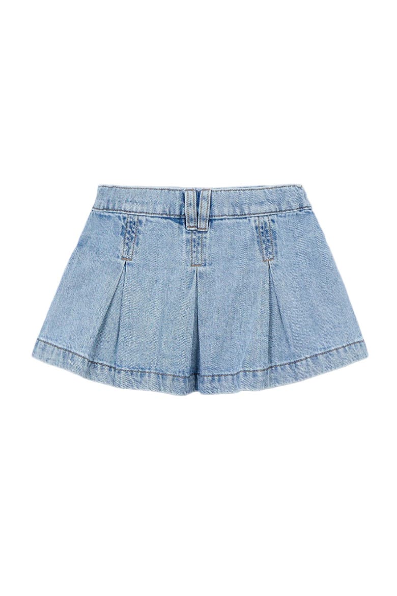 Denim Pleated Skirt, Alternate, color, Blue
