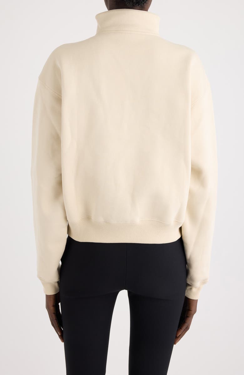 Jacquemus Le Camionneur Gros Grain Cotton Fleece Quarter Zip Pullover, Alternate, color, Light Beige
