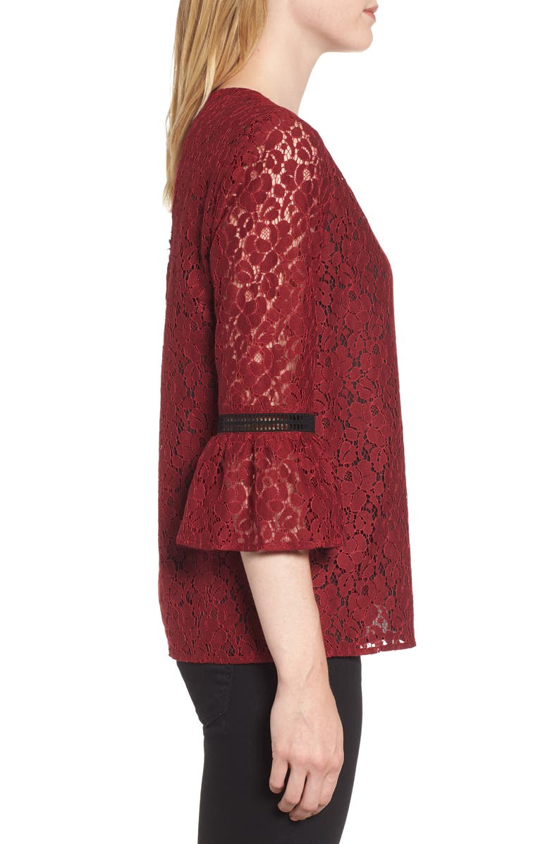 GIBSONLOOK Gibson x Glam Squad Erin Allover Lace Bell Sleeve Top, Alternate, color,