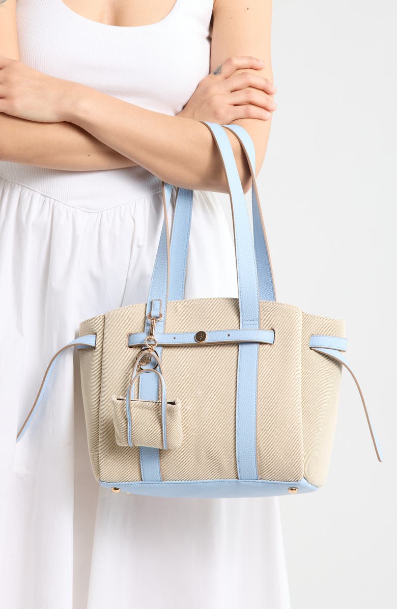 Nanette Lepore Canvas Tote with Microbag Charm, Alternate, color, Twill-Skyway