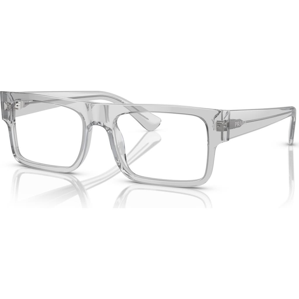 Prada 57mm Rectangle Optical Glasses In Gray