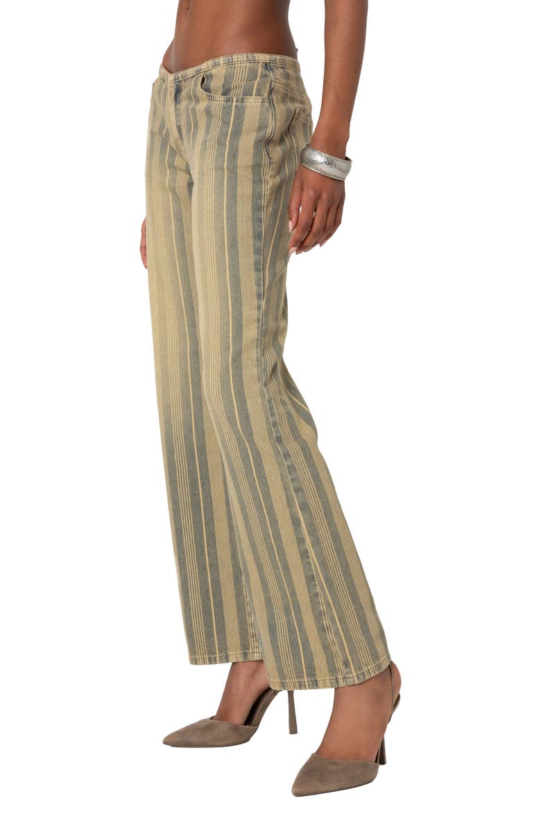EDIKTED Eternity Pinstripe Low Rise Flare Jeans, Alternate, color, Mix