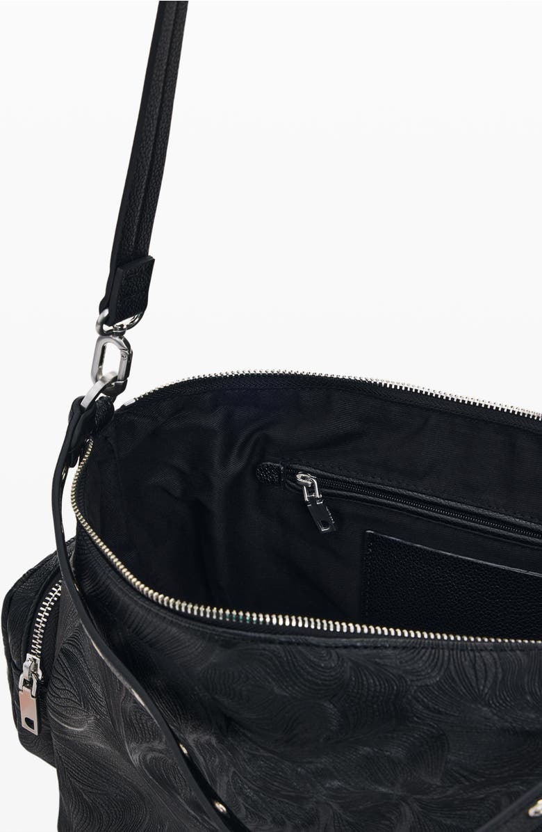 Desigual Embossed Faux Leather Handbag, Alternate, color, Black