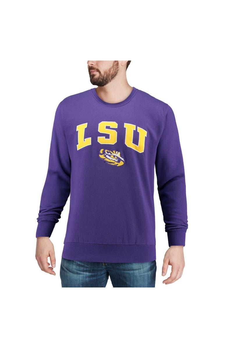 COLOSSEUM Men's Colosseum Purple LSU Tigers Arch & Logo Crew Neck Sweatshirt, Alternate, color, Purple