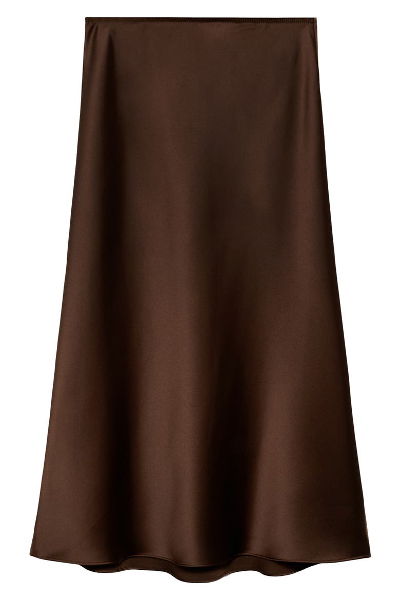 Satin Midi Skirt, Alternate, color, CHOCOLATE
