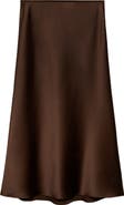 MANGO Satin Midi Skirt