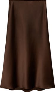MANGO Satin Midi Skirt