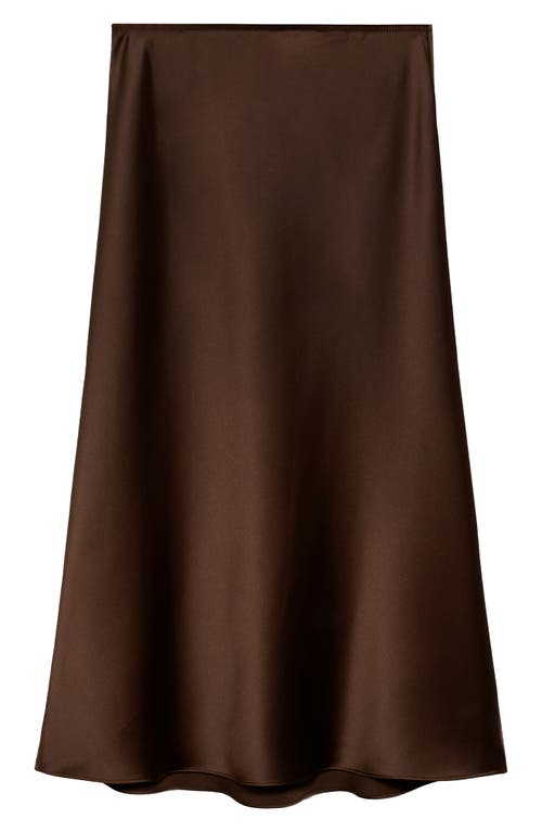 Mango Satin Midi Skirt In Chocolate