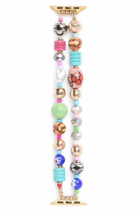 NORDSTROM RACK Faux Pearl Beaded Apple Watch® Watchband