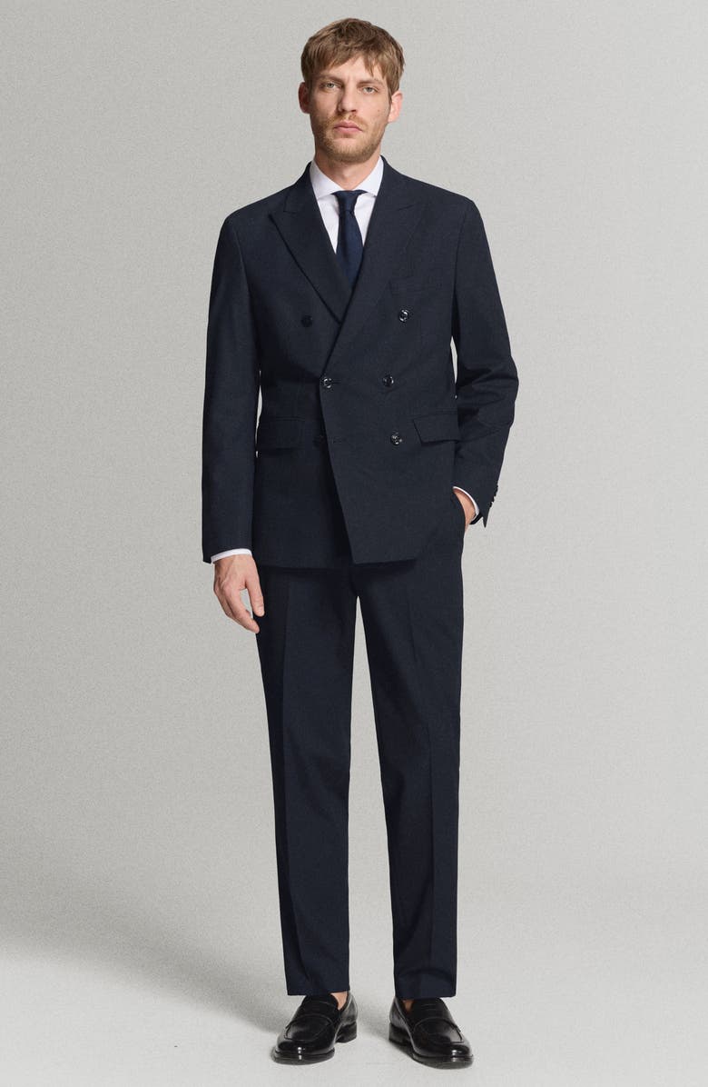 MANGO Monaco Slim Fit Double Breasted Suit Jacket, Alternate, color, Navy