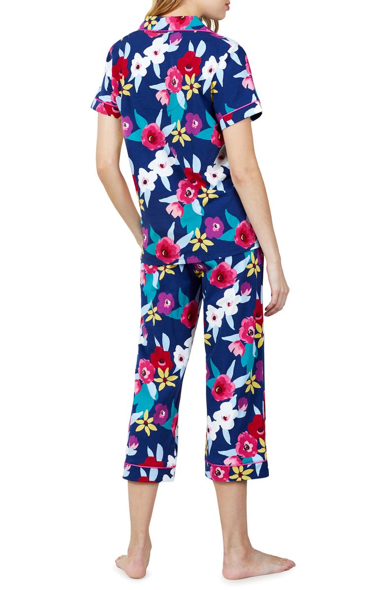 BedHead Pajamas Navy Shadow Blossom Organic Cotton Crop Pajamas, Alternate, color, 