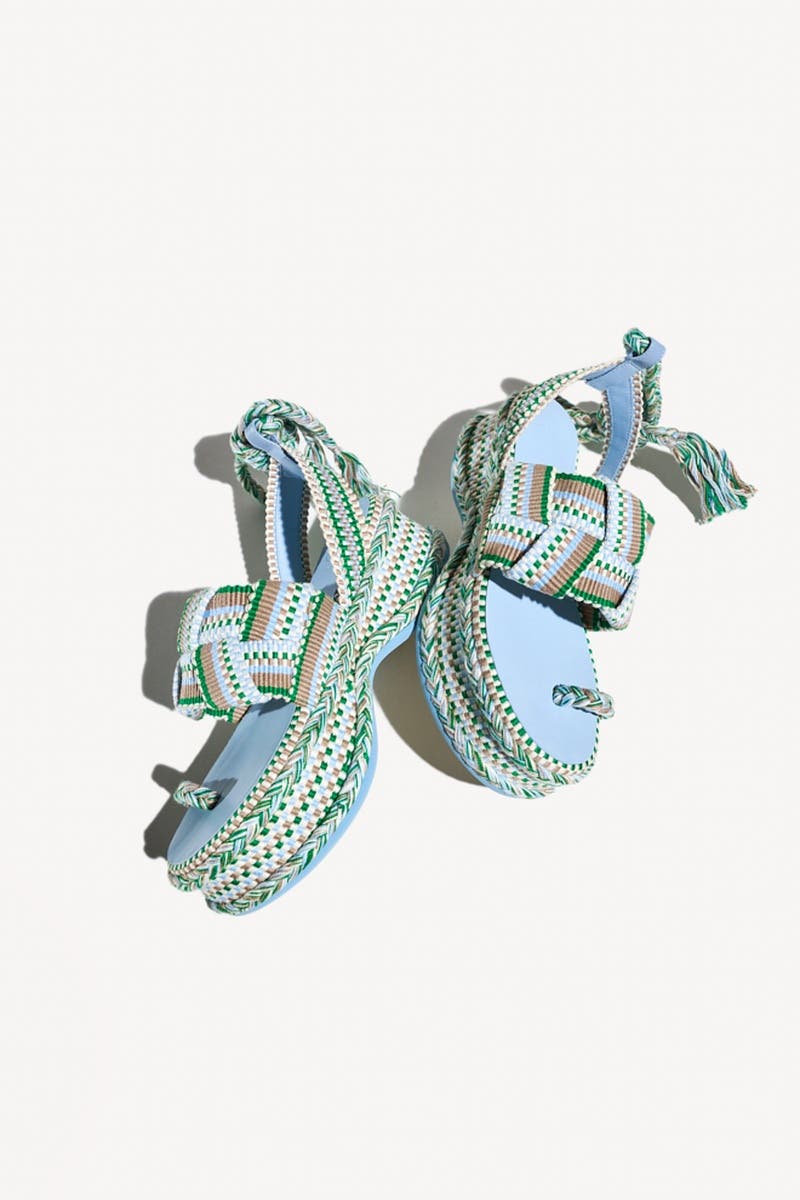 Gabriela Braided Platform Sandal with Ankle Ties, Alternate, color, Mosaic