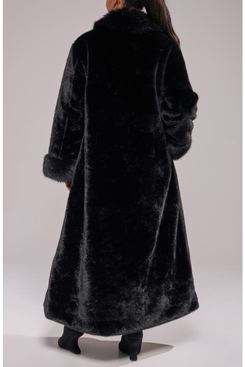 Josefina Faux Fur Trench Coat, Alternate, color, BLACK