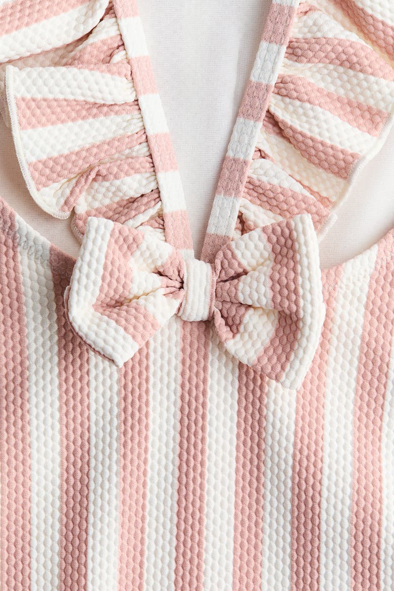 Frill-trimmed Swimsuit, Alternate, color, Light dusty pink/striped