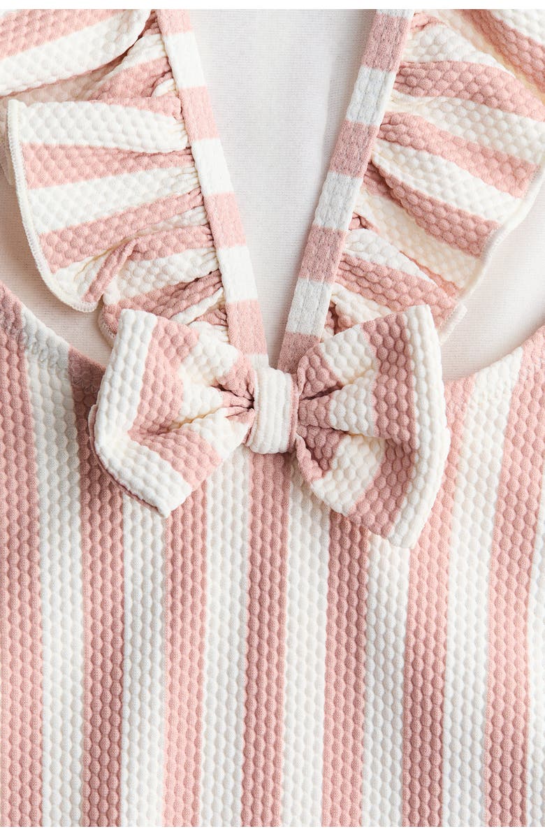 H&M Frill-trimmed Swimsuit, Alternate, color, Light Dusty Pink/Striped