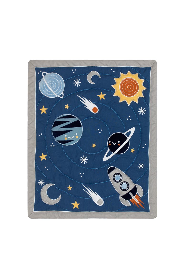 Milky Way Space Galaxy 4-Piece Nursery Baby Crib Bedding Set, Alternate, color, Blue