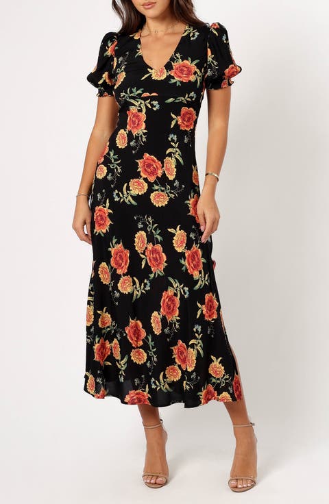 Puff Sleeve Floral Dresses for Women