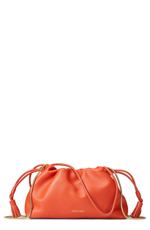 Shop Veronica Beard Small Stash Leather Drawstring Clutch In Persimmon