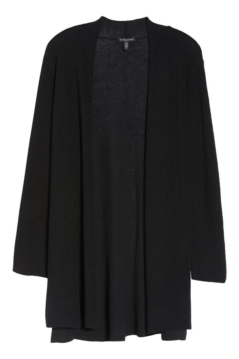 Organic Linen Blend Long Cardigan, Alternate, color, BLACK