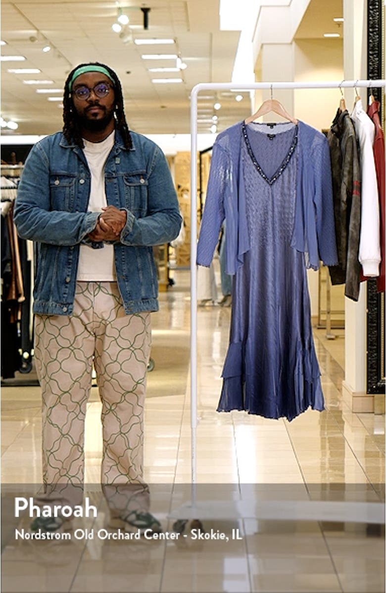 Beaded V-Neck Charmeuse Dress with Chiffon Jacket, sales video thumbnail