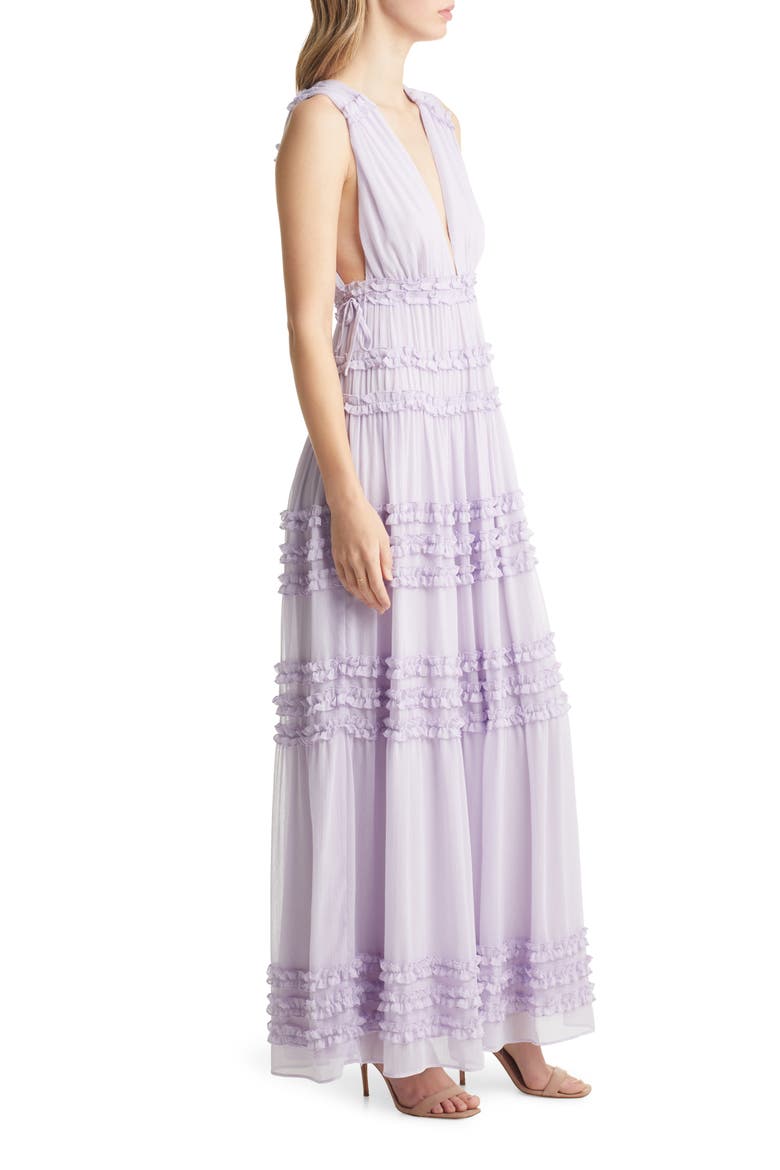 Ruffle Chiffon Maxi Dress, Alternate, color, LAVENDER