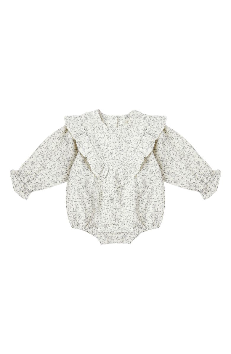 Rylee + Cru Winnie Vines Print Ruffle Cotton Bubble Romper, Main, color, Ivory