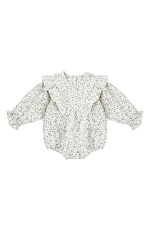 Winnie Vines Print Ruffle Cotton Bubble Romper (Baby)