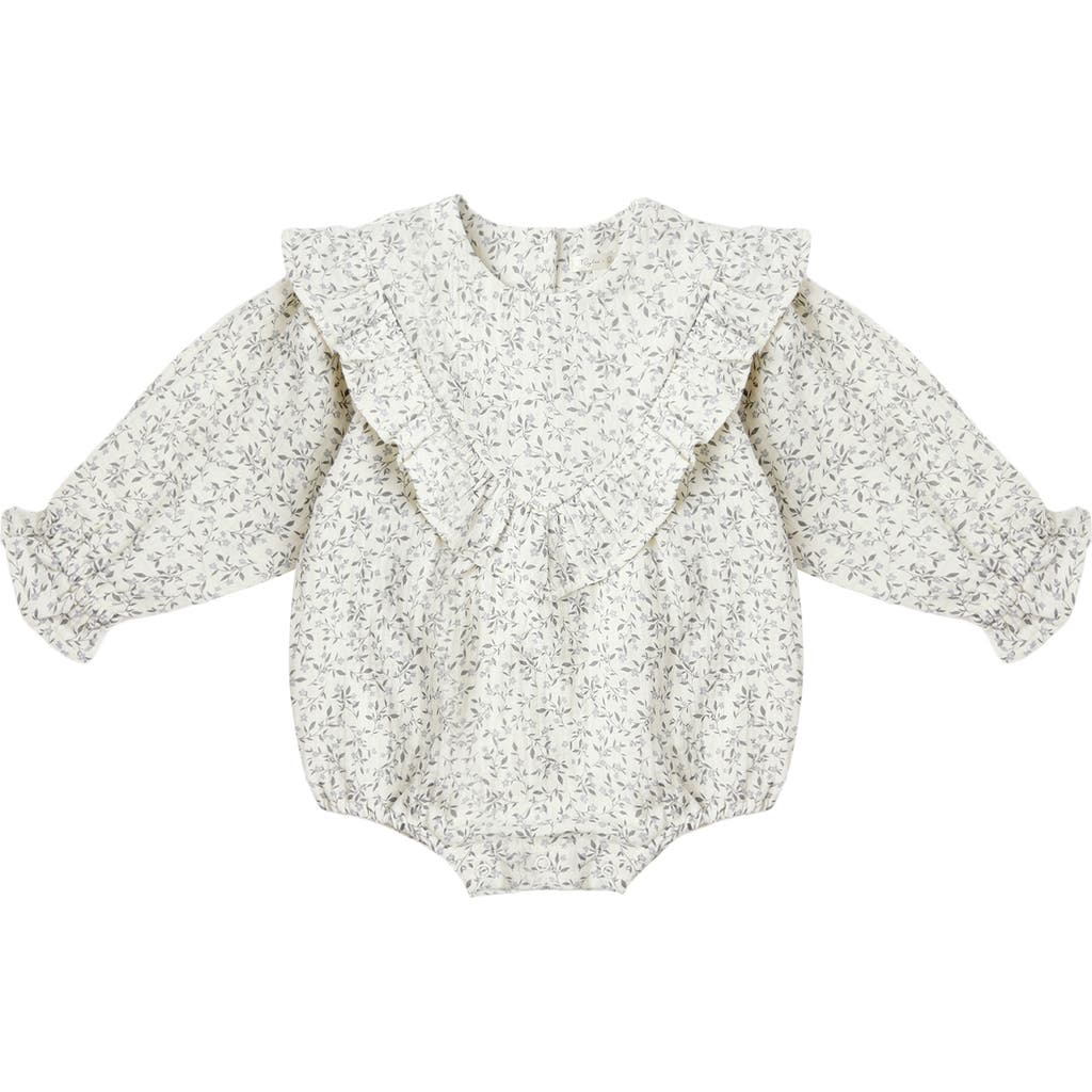 Rylee + Cru Winnie Vines Print Ruffle Cotton Bubble Romper In Neutral