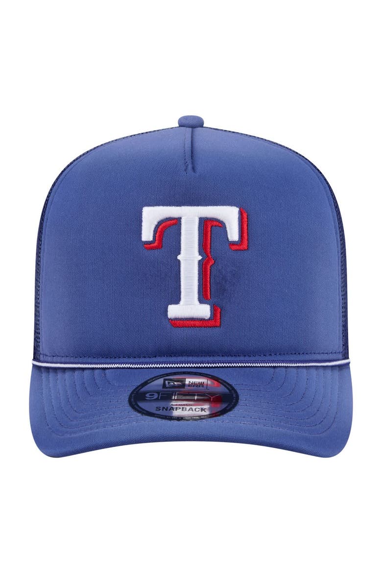 Men's New Era  Royal Texas Rangers Worn A-Frame 9FIFTY Trucker Snapback Hat, Alternate, color, Royal