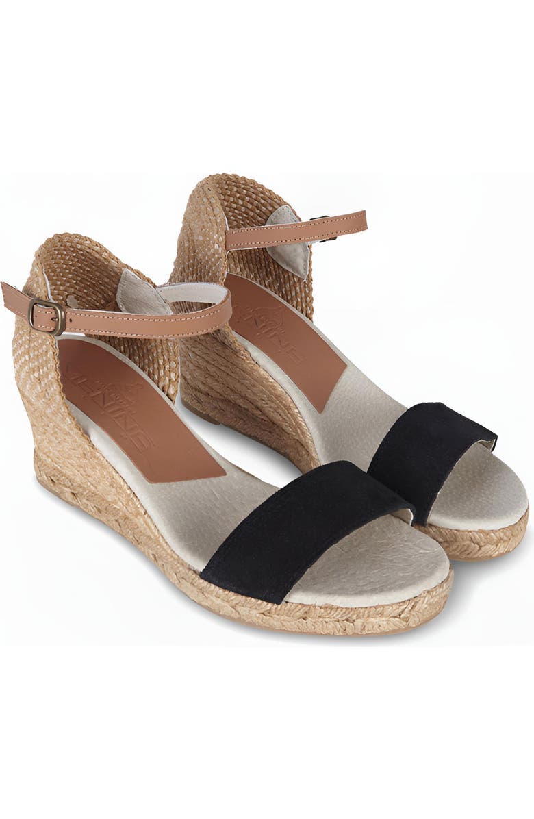 Menina Step Jimena Single Band Wedges, Alternate, color, Black