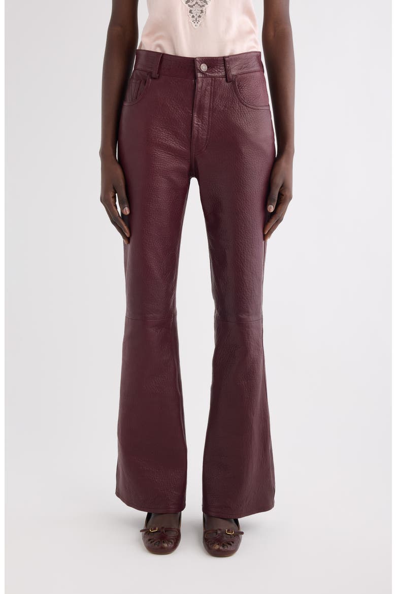 Lambskin Leather Flare Leg Trousers, Main, color, 55Y FULL VIOLINE