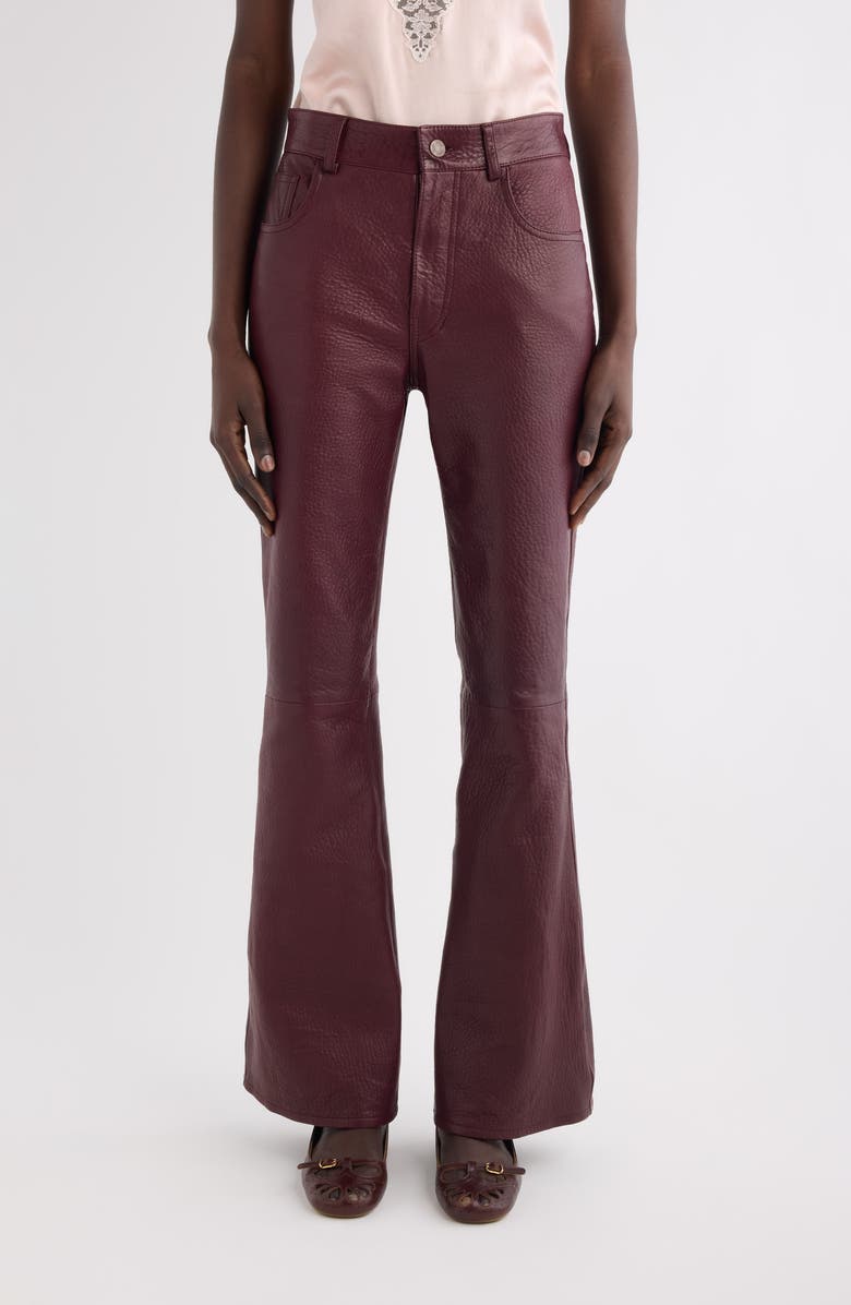 Chloé Lambskin Leather Flare Leg Trousers, Main, color, 55Y Full Violine