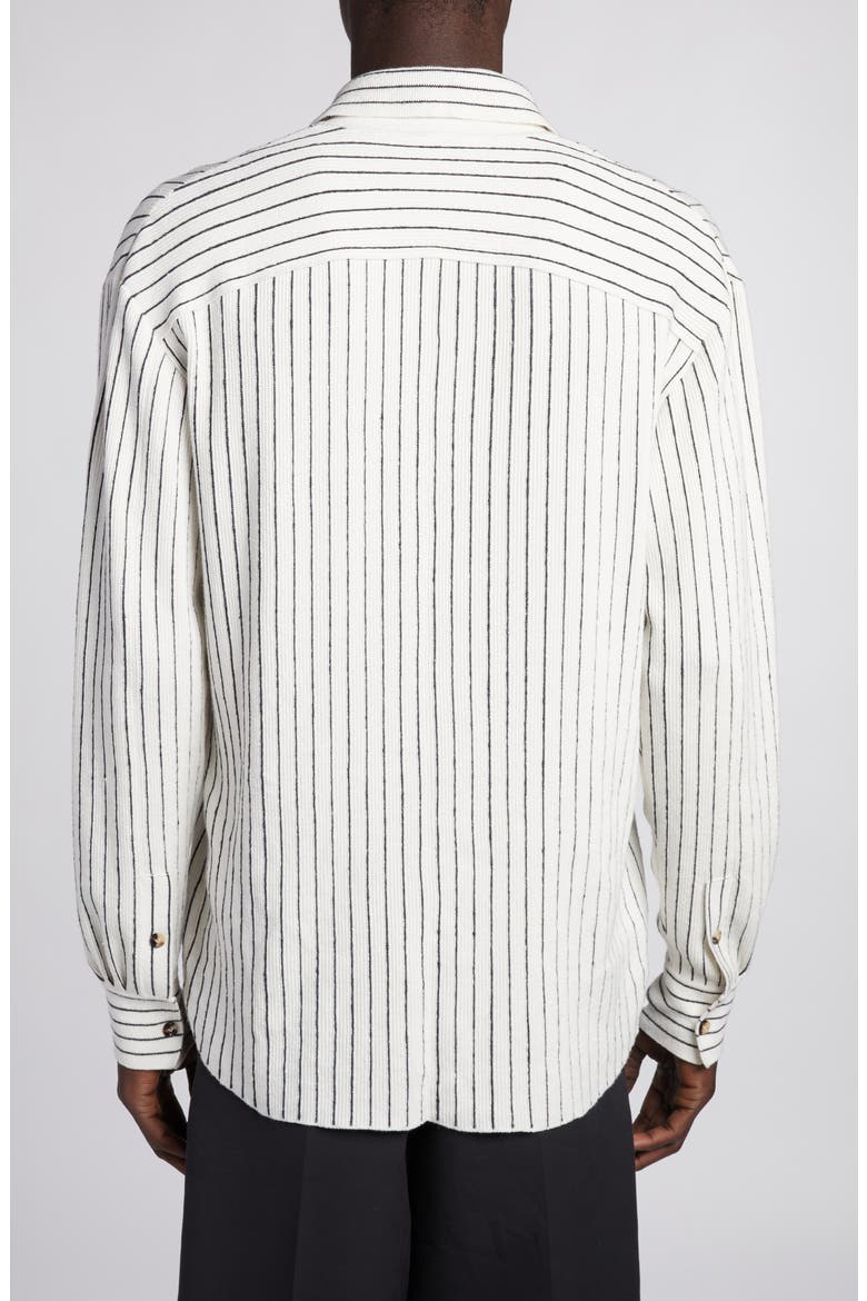 Pinstripe Rib Stitch Button-Up Shirt, Alternate, color, CHALK/ GREY MELANGE