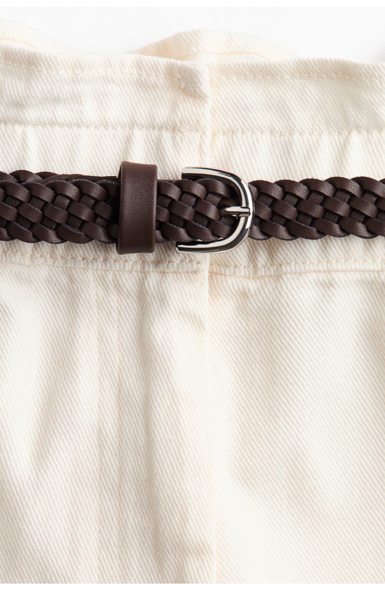 H&M Belted Barrel Trousers, Alternate, color, Cream