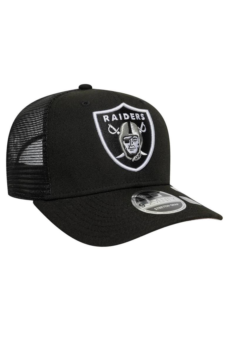 New Era Men's New Era Black Las Vegas Raiders Main Trucker 9SEVENTY Stretch-Snap Hat, Alternate, color, 