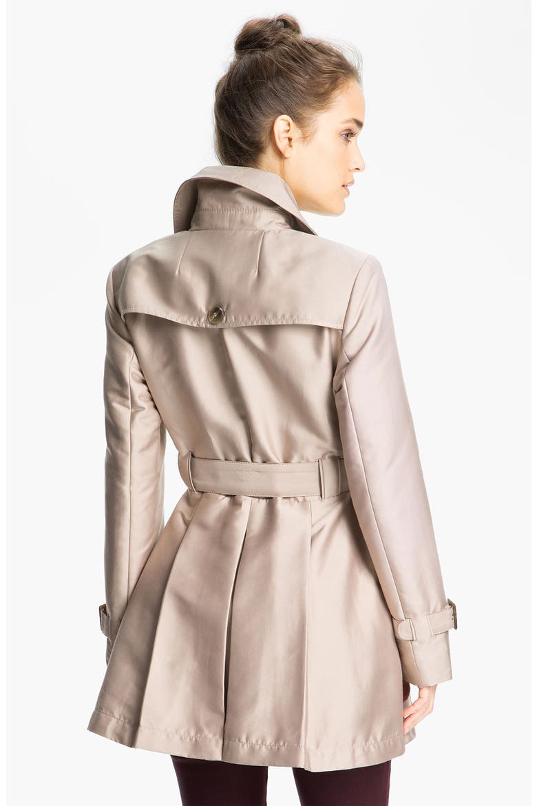Double Breasted Skirted Trench, Alternate, color, BISCUIT