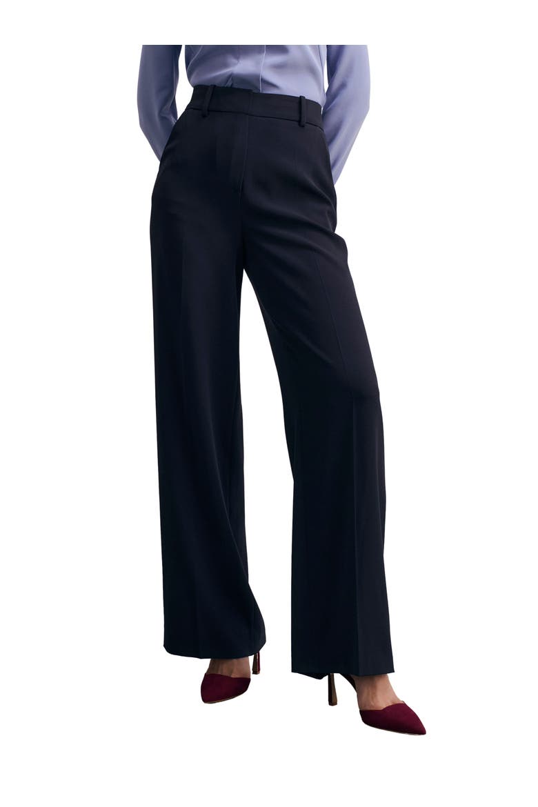 Adelaide Clever Crepe Wide Leg Trousers, Main, color, Navy
