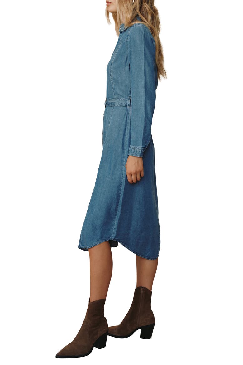 Western Yoke Midi Shirtdress, Alternate, color, SKYLINE SPRAY WASH