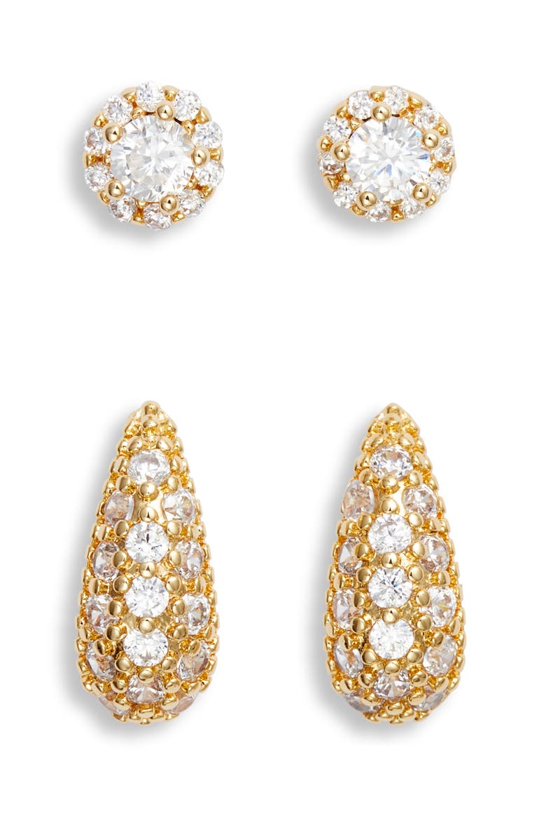 Demi Fine Set of 2 Stud Earrings, Main, color, 14K GOLD PLATED