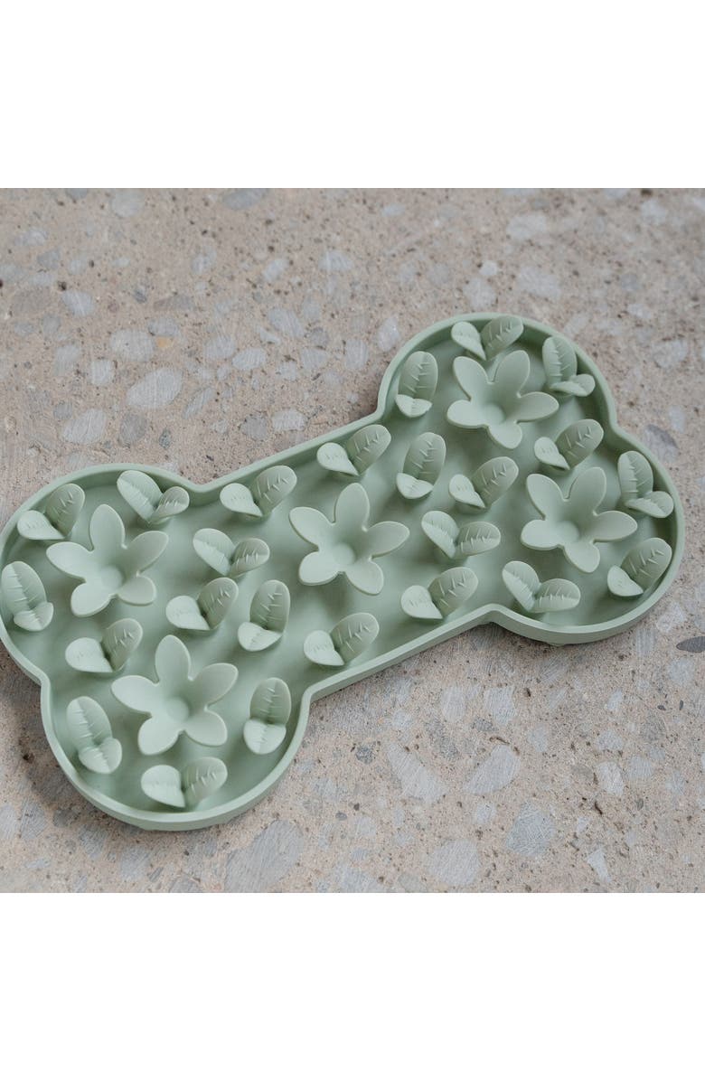 Dexypaws Enrichment Snuffle Mat Sage Green Bone Textured Dog Feeding Pad, Alternate, color, Green
