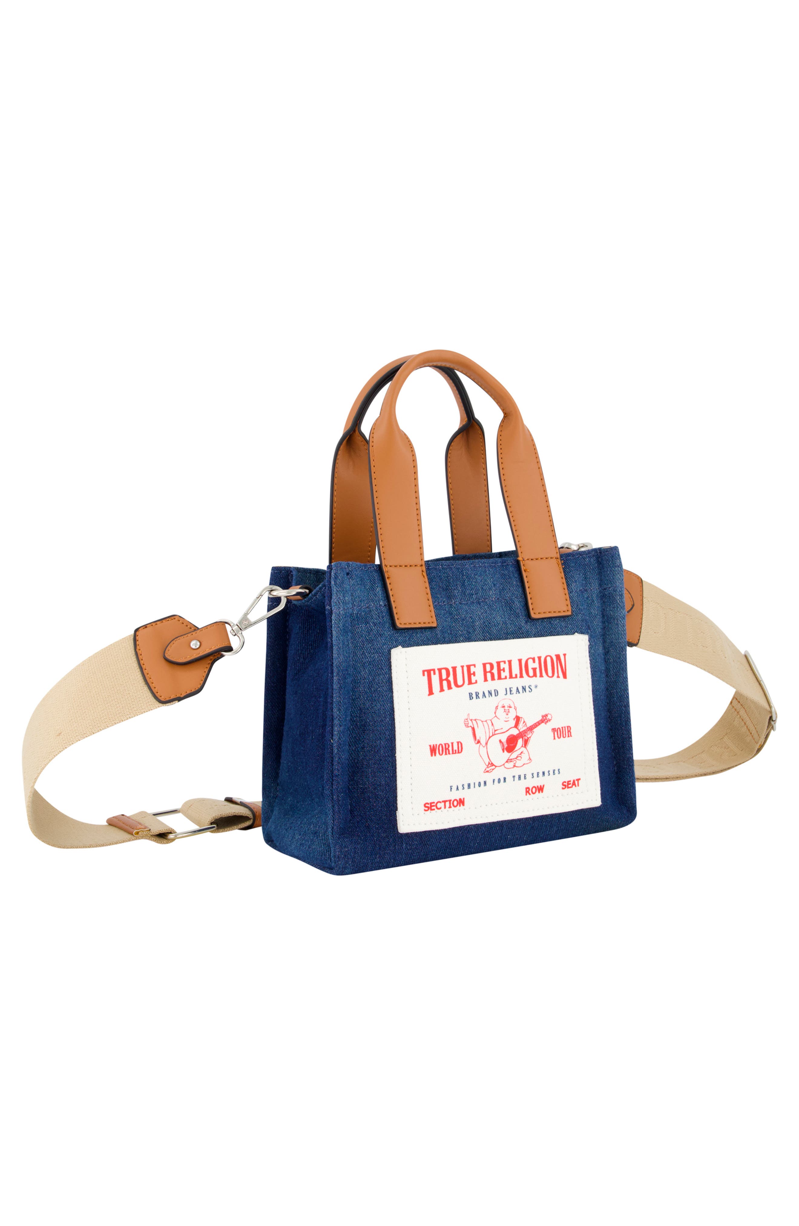 True Religion Brand Jeans Mini Denim Tote Bag, Alternate, color, Navy