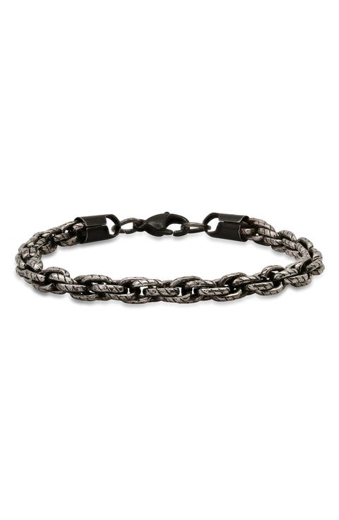 Men's Oxidized Stainless Steel Chain Bracelet