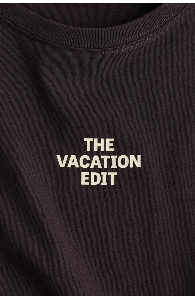 H&M Printed t-shirt, Alternate, color, Dark Brown/The Vacation Edit