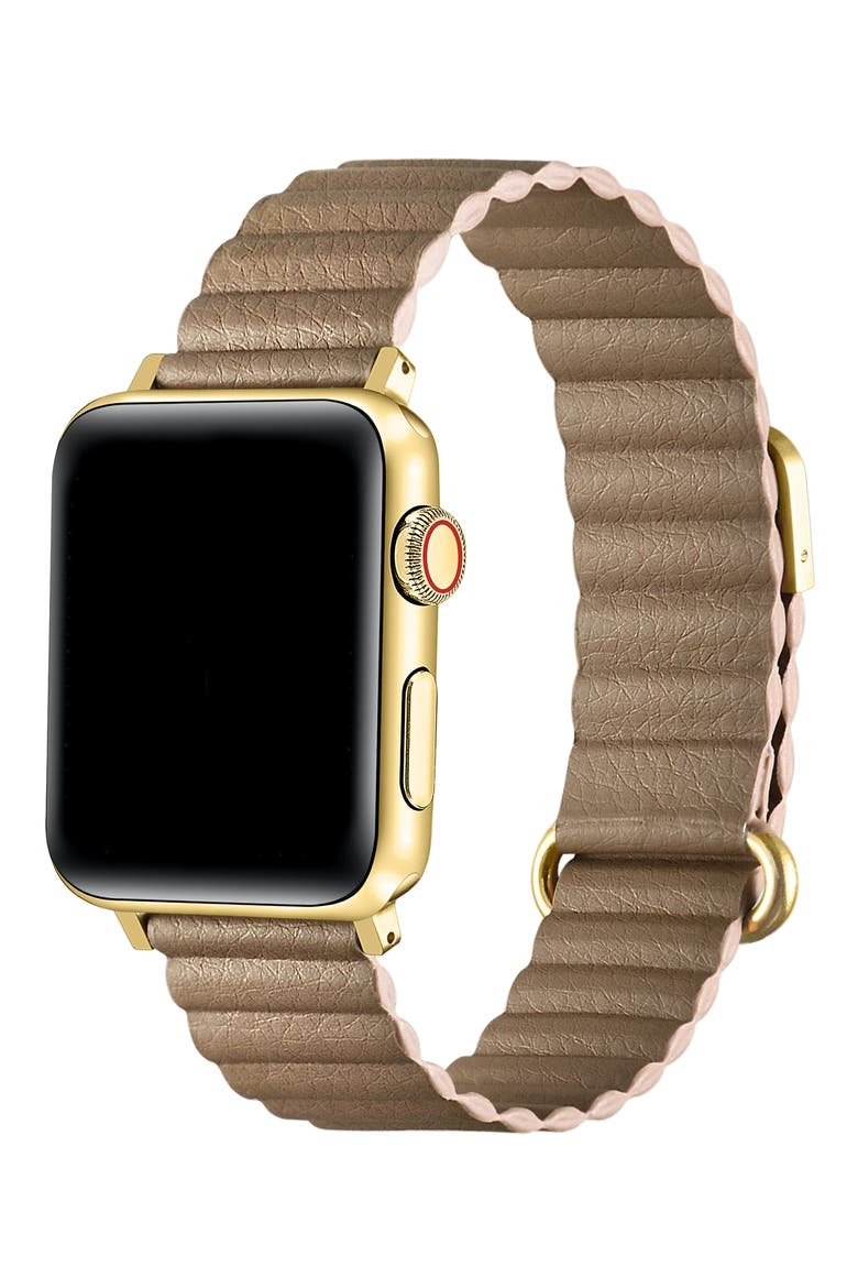 Dakota Faux Leather Apple Watch® Watchband, Alternate, color, TAN