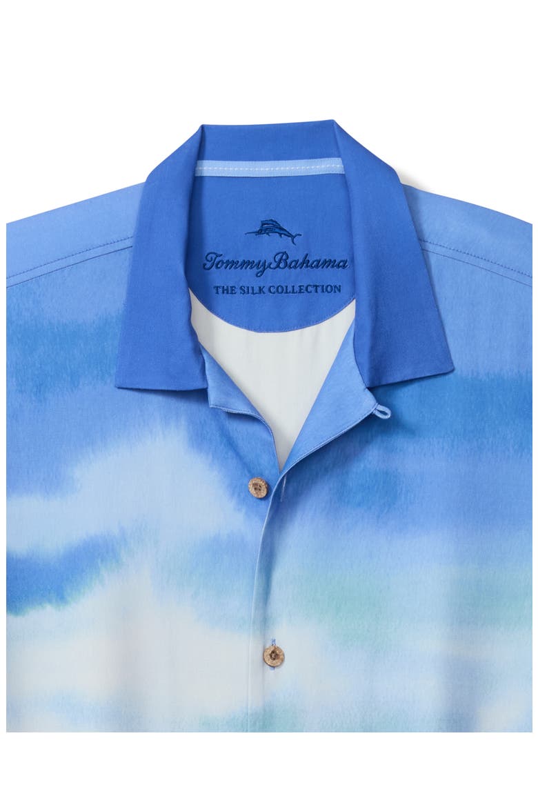 Palm Drift Silk Camp Shirt, Alternate, color, CABANA BLUE