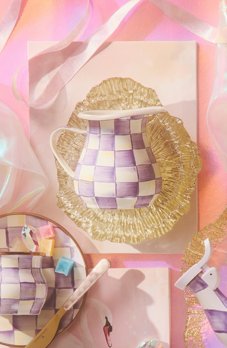 MACKENZIE CHILDS Violet Check Enameled Steel Creamer Jug, Alternate, color, Violet