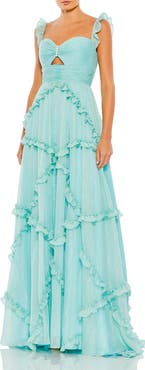 Mac Duggal Ruffle Tiered Sleeveless Flowy A Line Gown