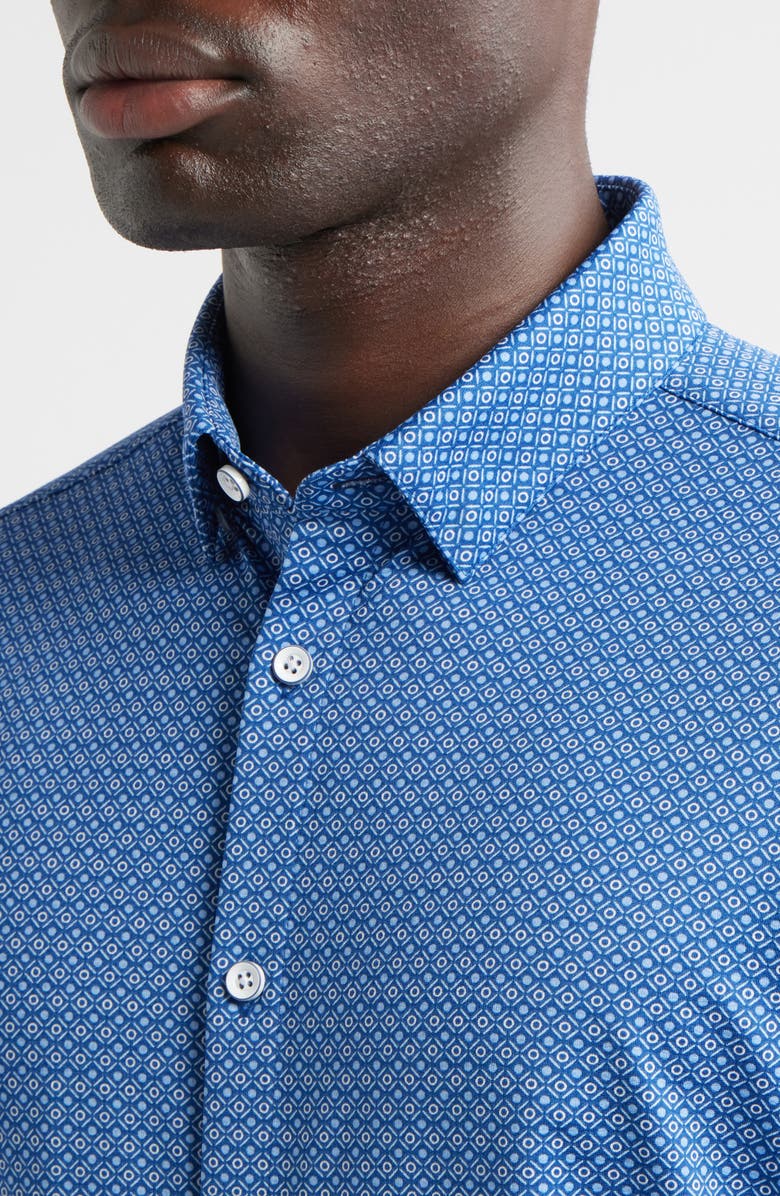 Mizzen+Main Halyard Trim Fit Foulard Print Short Sleeve Button-Up Shirt, Alternate, color, Set Sail Dotted Line