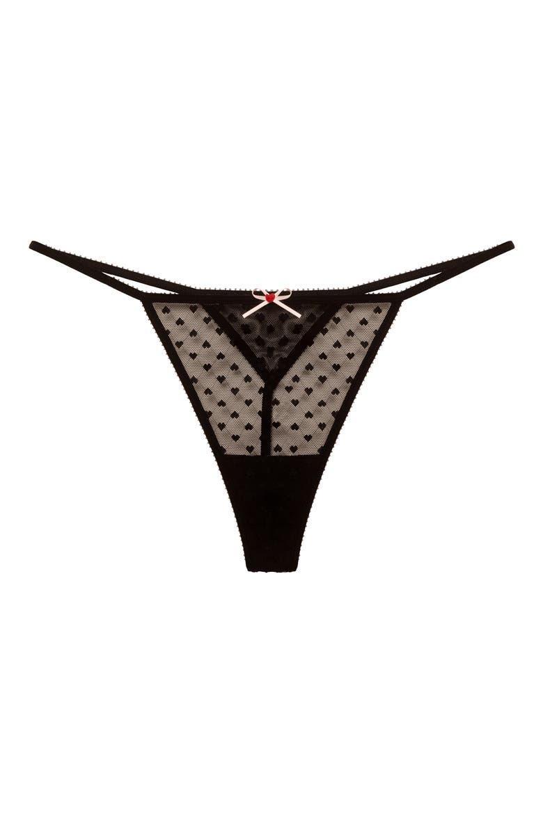 Heart Breaker Lace G-String Thong, Alternate, color, BLACK